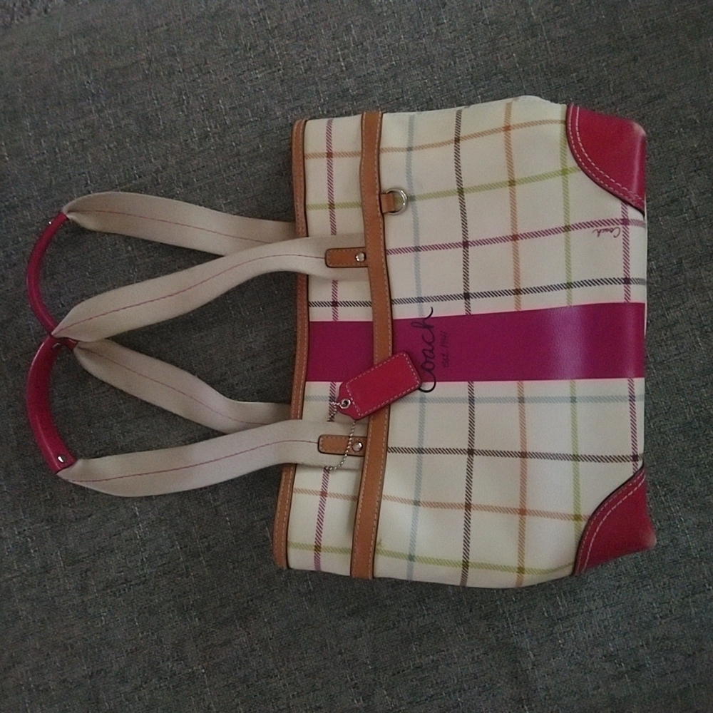Coach Coated Canvas Tattersall Tote